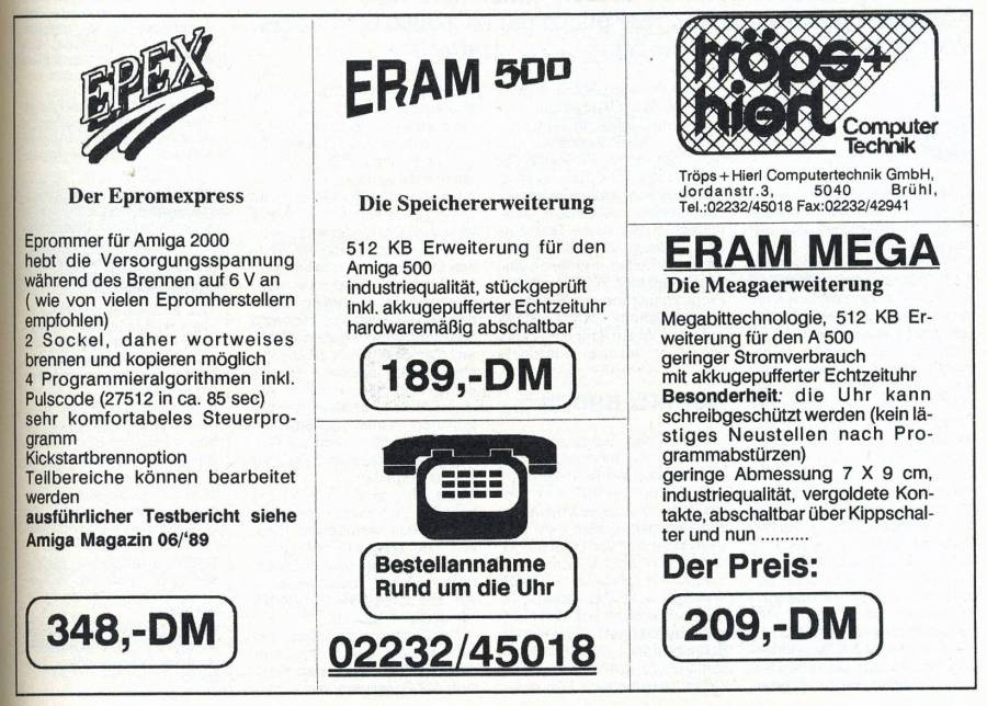 Tröps Computertechnik ERAM 500 - Vintage Ad (Datum: 1989-12, Herkunft: DE)
