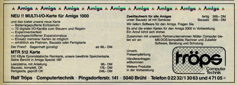 Tröps & Hierl Computertechnik Multi I/O - Vintage Advert - Date: 1987-08, Origin: DE