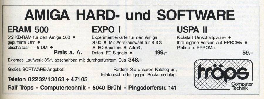 Tröps Computertechnik ERAM 500 - Vintage Advert - Date: 1988-04, Origin: DE