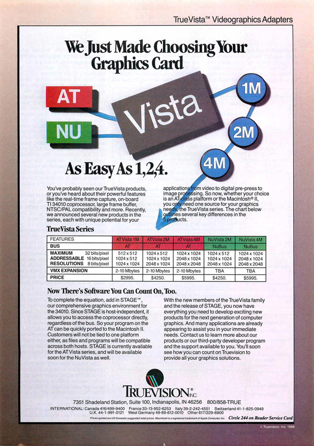 AT&T / TrueVision Vista - Vintage Advert - Date: 1988-08, Origin: US