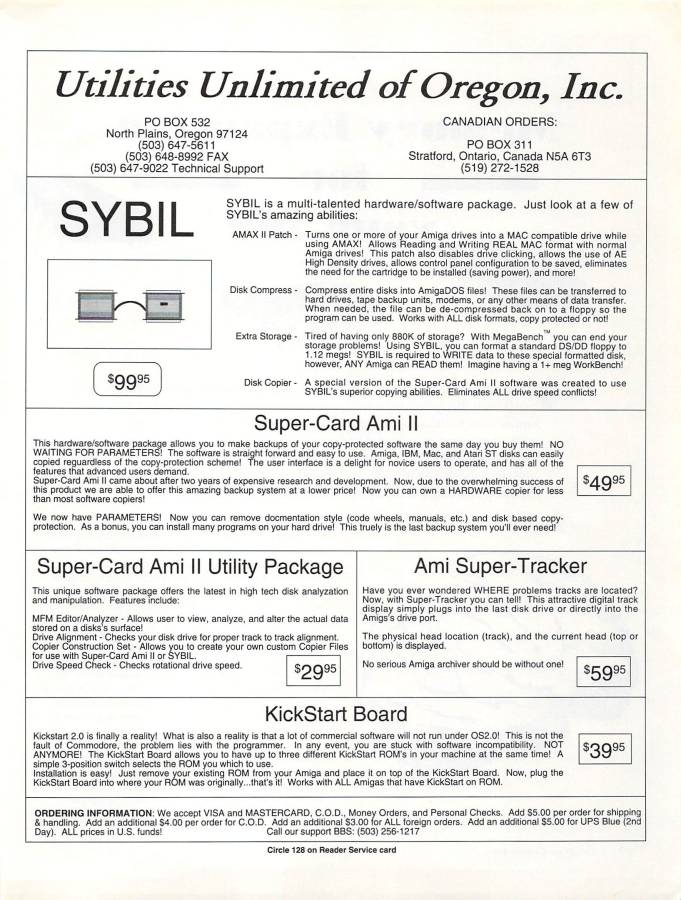 Utilities Unlimited Super-Card Ami II - Vintage Advert - Date: 1992-01, Origin: US
