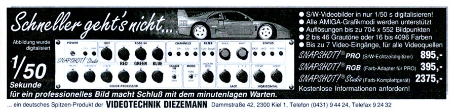 Videotechnik Diezemann Snapshot Studio Plus - Vintage Advert - Date: 1990-02, Origin: DE