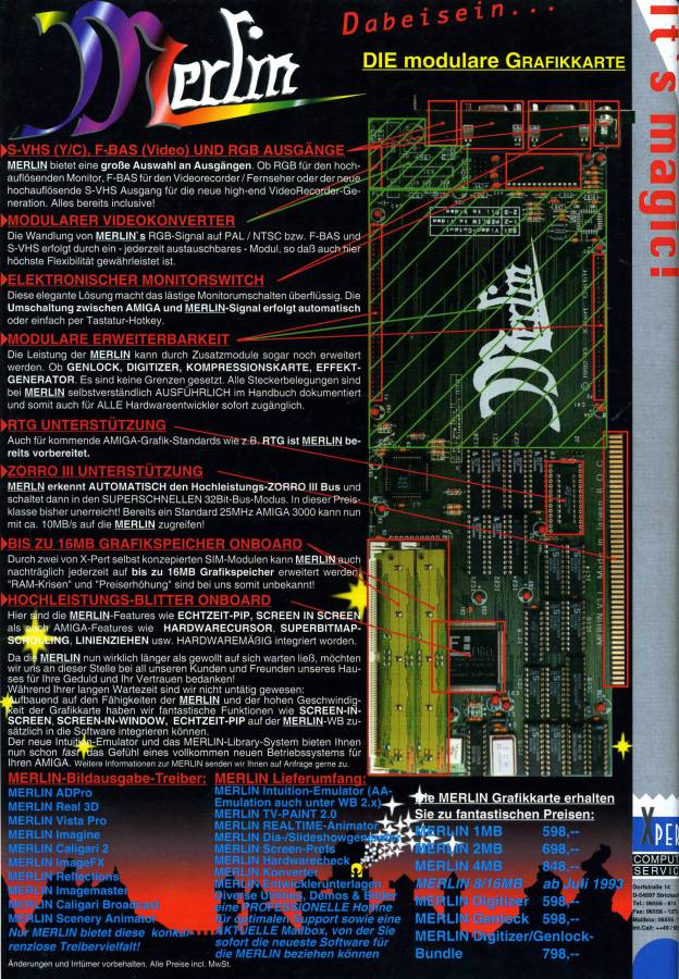 X-Pert Computer Services / Prodev Merlin - Vintage Advert - Date: 1993-07, Origin: DE