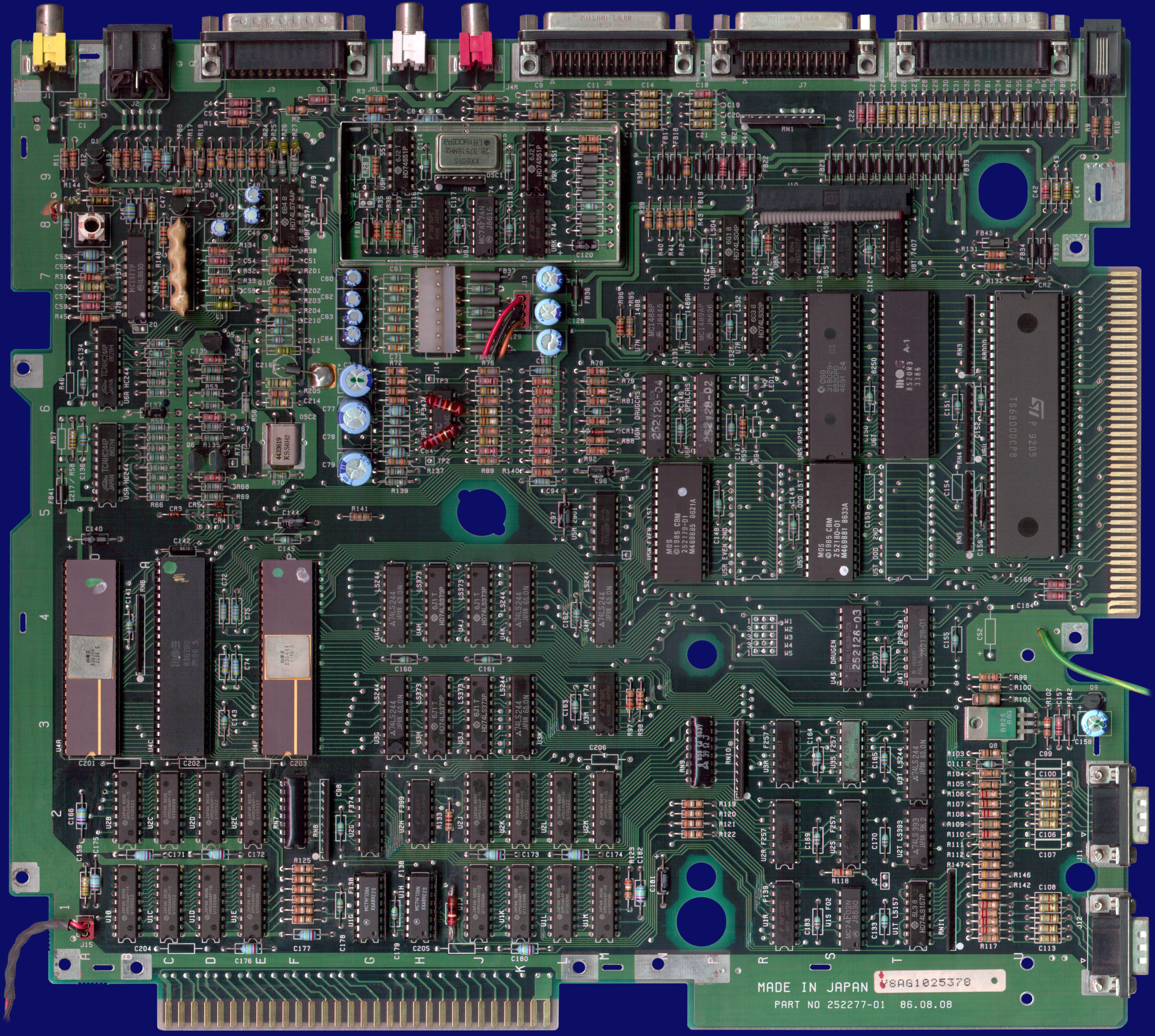 Commodore Amiga 1000 - PAL-Hauptplatine, Vorderseite