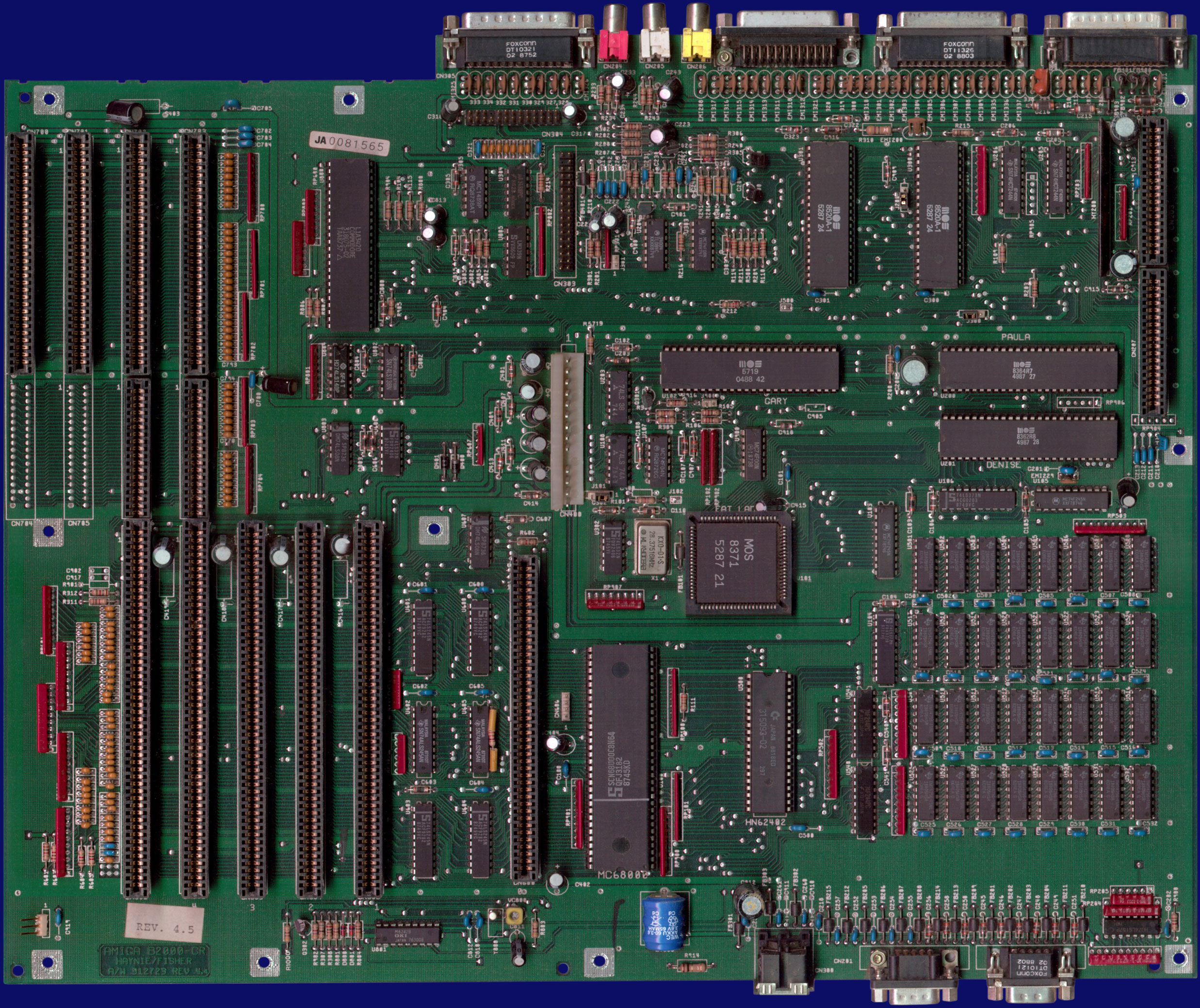 Commodore Amiga 2000 - Hauptplatine Rev. 4.5, Vorderseite