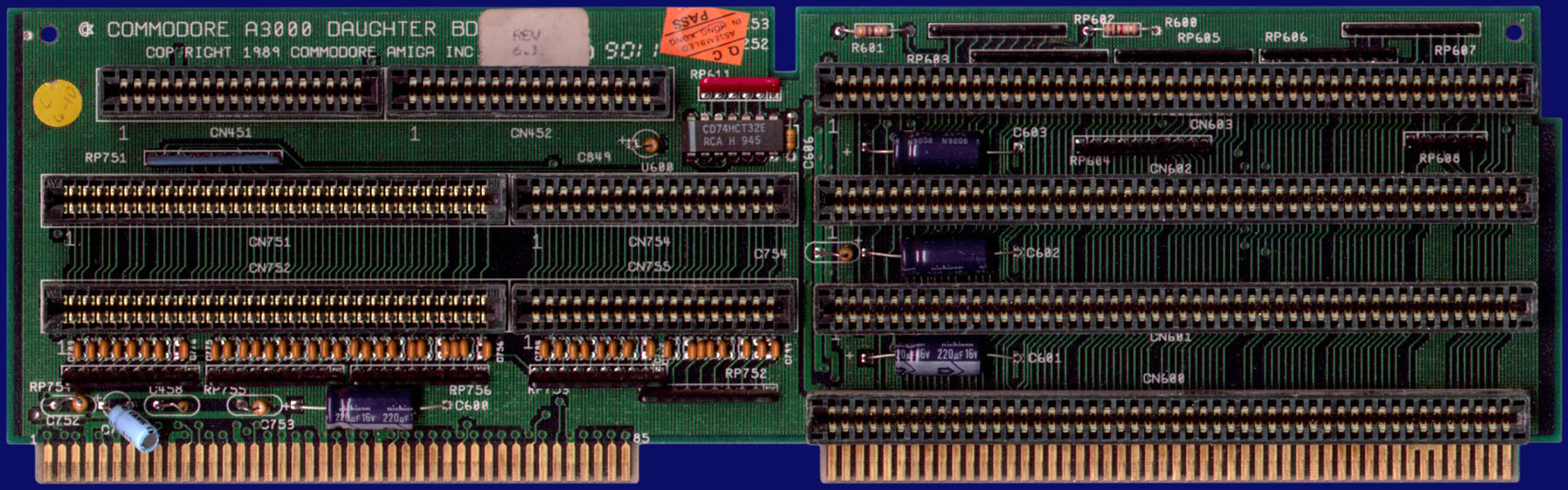 Commodore Amiga 3000 - Hauptplatine Rev. 6.3, Tochterplatine Rev. 6.1, Vorderseite