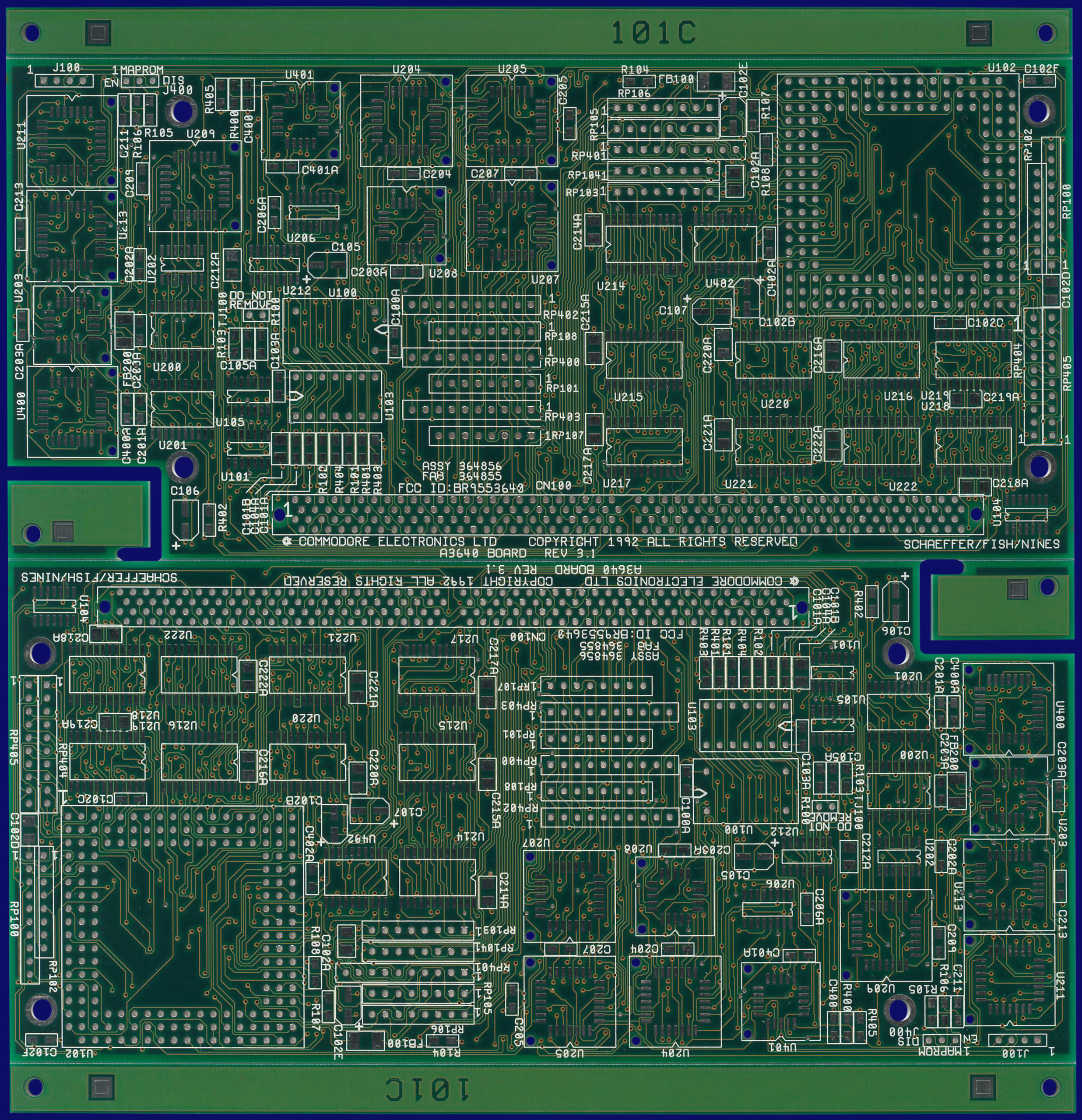 Commodore A3640 - blank PCB, front side
