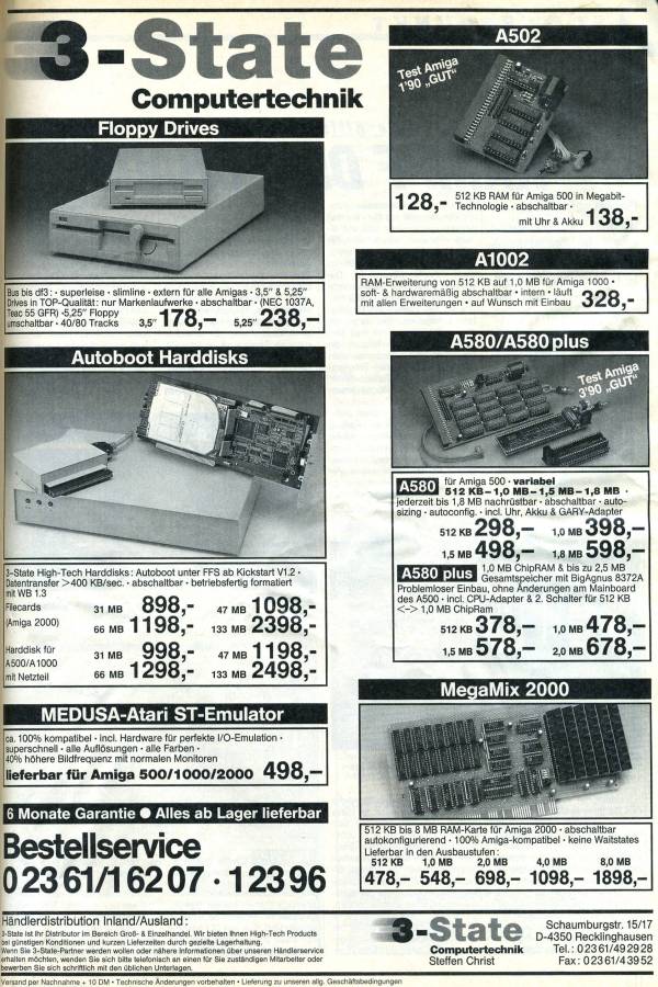 3-State A580 & A580 Plus - Zeitgenössische Werbung - Datum: 1990-08, Herkunft: DE