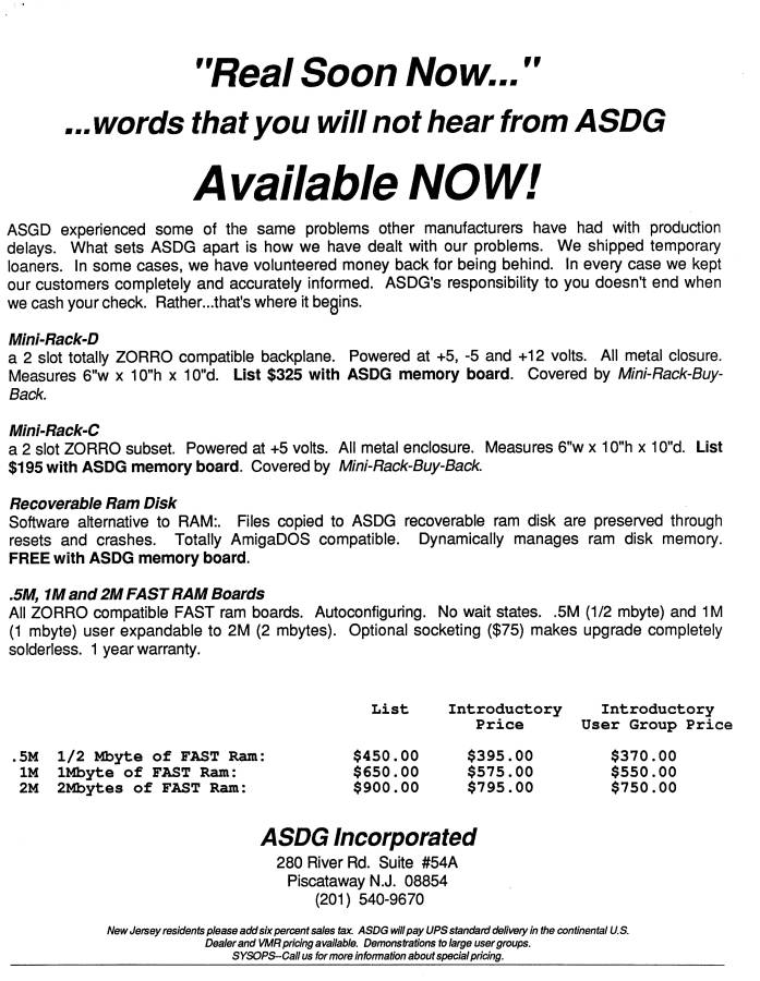 ASDG Mini-Rack C & Mini-Rack D - Vintage Ad (Datum: 1987-02, Herkunft: US)