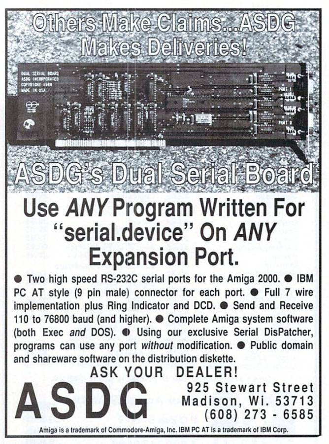 ASDG Dual Serial Board - Zeitgenössische Werbung - Datum: 1989-07, Herkunft: US