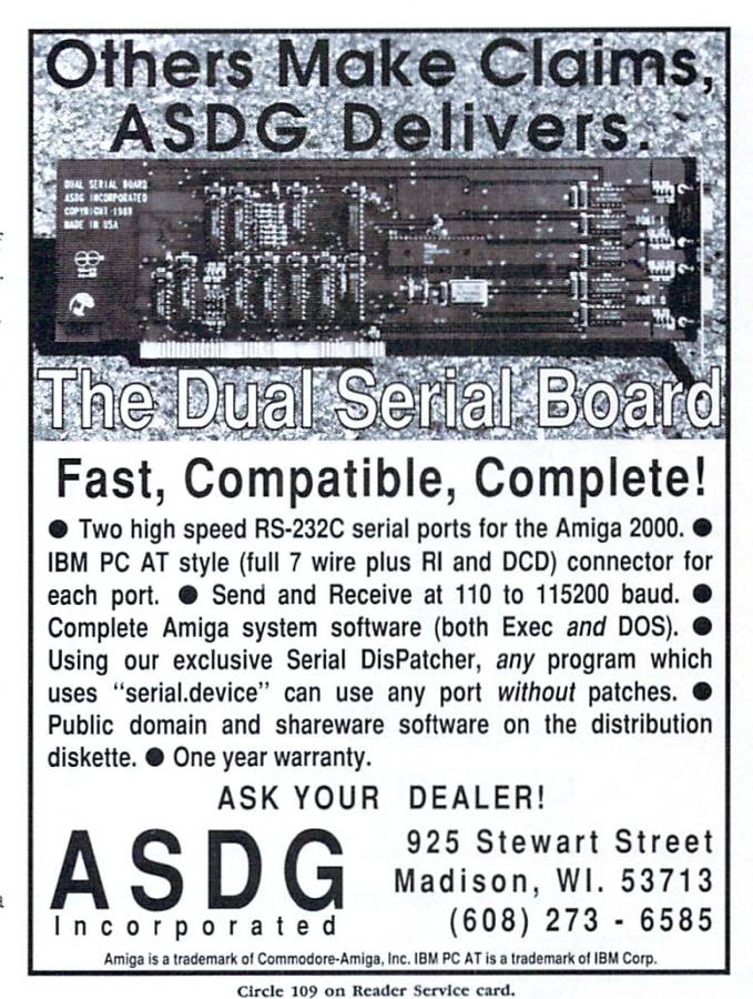 ASDG Dual Serial Board - Zeitgenössische Werbung - Datum: 1989-08, Herkunft: US