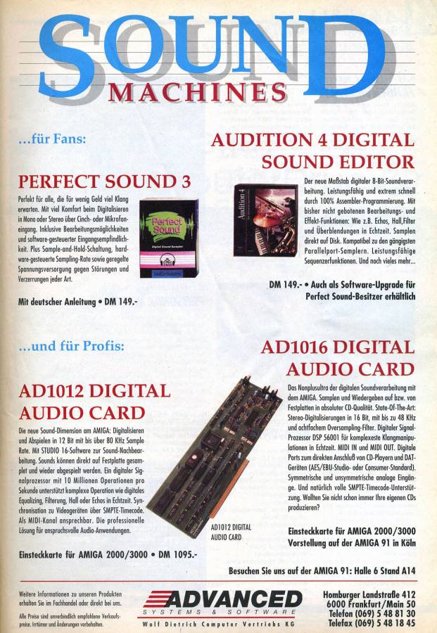 Sunrize Industries Perfect Sound - Zeitgenössische Werbung - Datum: 1991-10, Herkunft: DE