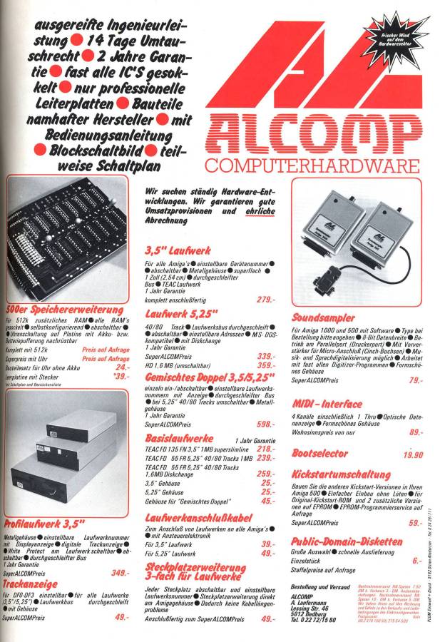 Alcomp Soundsampler Amiga 1000 - Vintage Advert - Date: 1988-06, Origin: DE