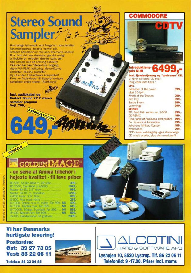 Alcotini / Amitech Stereo Sound Sampler - Vintage Advert - Date: 1991-10, Origin: DK