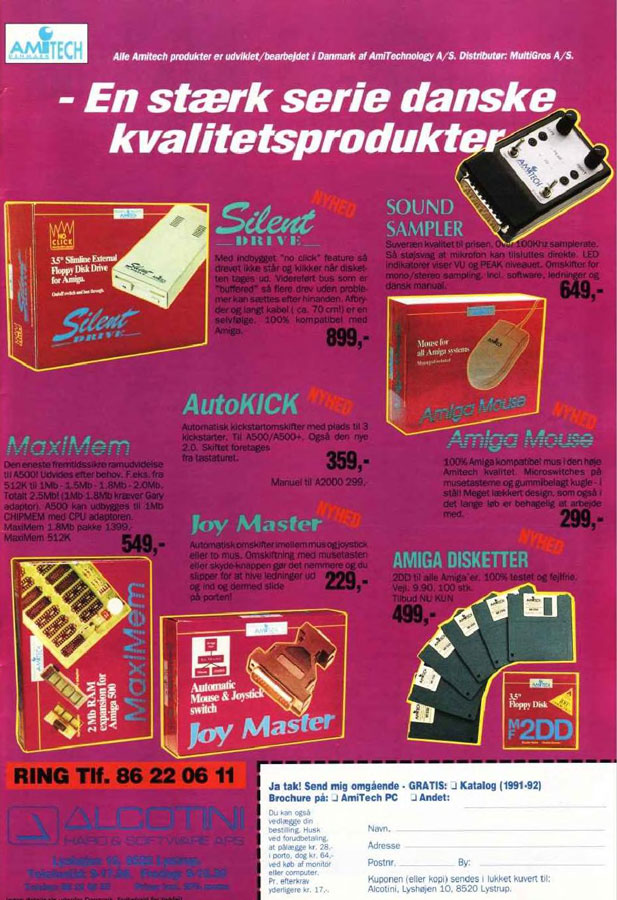 Alcotini / Amitech Stereo Sound Sampler - Vintage Advert - Date: 1992-07, Origin: DK