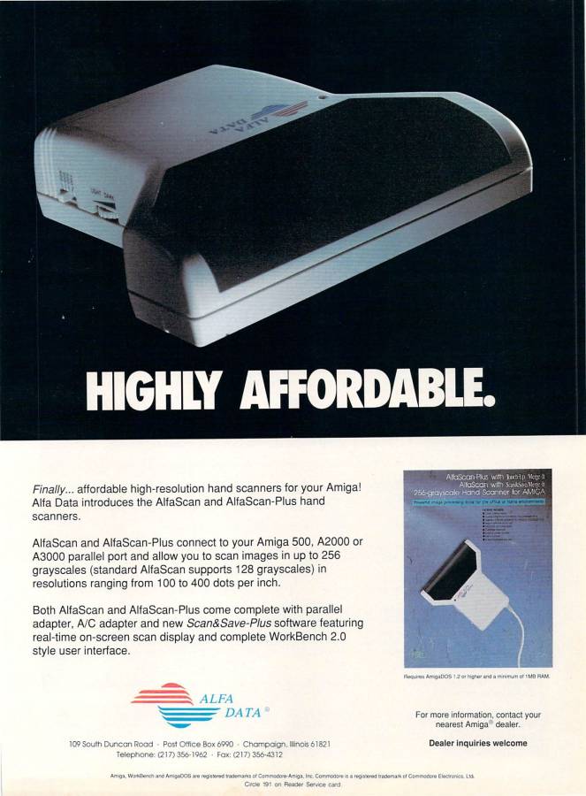 Alfa Data AlfaScan / AlfaScan-Plus - Zeitgenössische Werbung - Datum: 1992-12, Herkunft: US