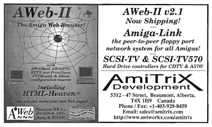 AmiTrix Development SCSI-TV & SCSI-TV/570 - Zeitgenössische Werbung - Datum: 1996-12, Herkunft: US