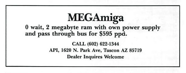 Analog Precision MEGAmiga - Vintage Advert - Date: 1987-01, Origin: US