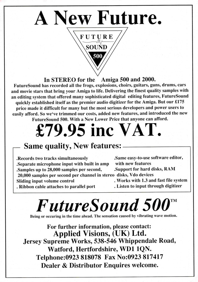 Applied Visions Future Sound 500 - Zeitgen&ouml;ssische Werbung - Datum: 1989-03, Herkunft: UK