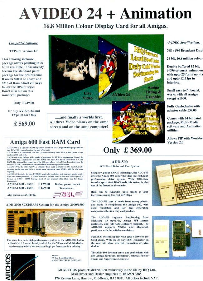 Archos ADD-2000 - Zeitgen&ouml;ssische Werbung - Datum: 1992-10, Herkunft: UK