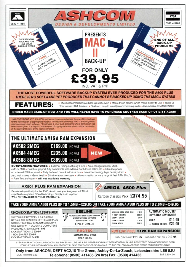 Ashcom Design & Developments ADDAX AX508 - Vintage Advert - Date: 1992-02, Origin: GB