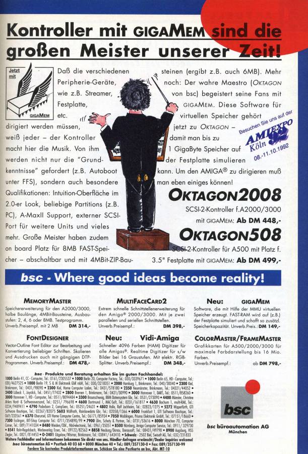BSC / Alfa Data Oktagon 2000 & 2008 - Zeitgenössische Werbung - Datum: 1992-10, Herkunft: DE