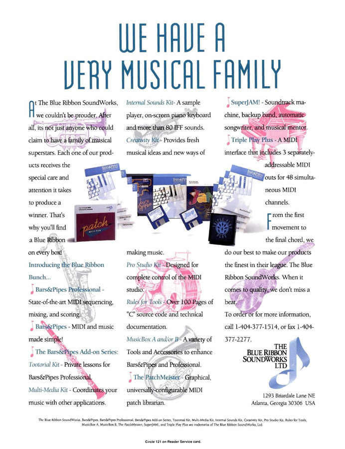 Blue Ribbon Soundworks Triple Play Plus - Zeitgen&ouml;ssische Werbung - Datum: 1992-06, Herkunft: US