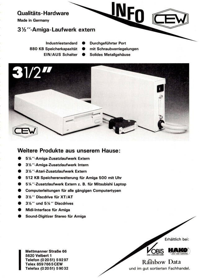 CEW Computer 512k - Zeitgen&ouml;ssische Werbung - Datum: 1988-01, Herkunft: DE