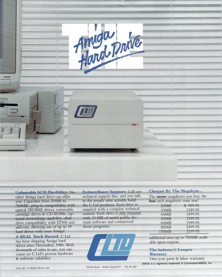 C-Ltd. A1000 SCSI - Zeitgenössische Werbung - Datum: 1987-03, Herkunft: US