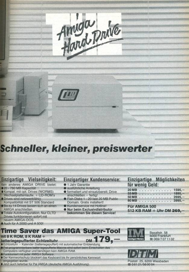 C-Ltd. A1000 SCSI - Vintage Ad (Datum: 1987-11, Herkunft: DE)