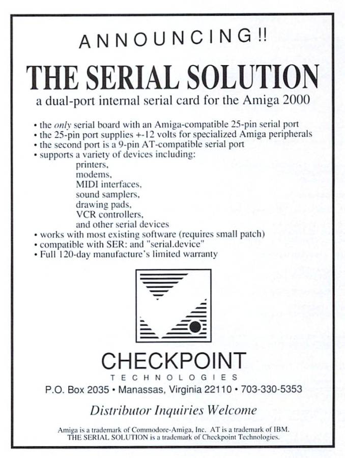 Checkpoint Technologies Serial Solution - Vintage Advert - Date: 1989-06, Origin: US