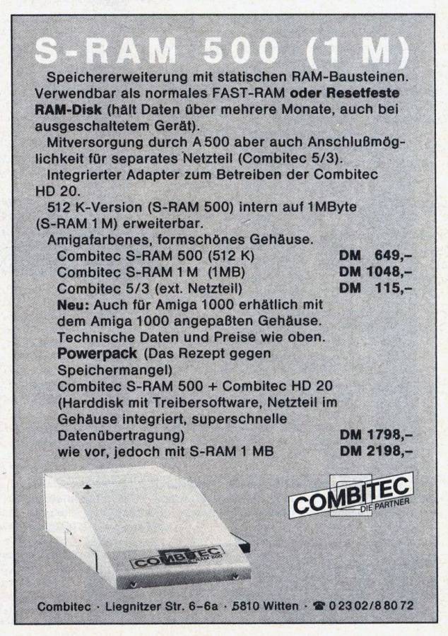 Combitec S-RAM - Zeitgenössische Werbung - Datum: 1988-11, Herkunft: DE
