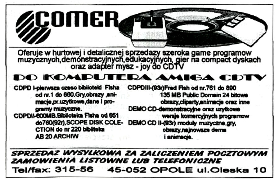 Comer CDTV Interface - Vintage Advert - Date: 1993-12, Origin: PL