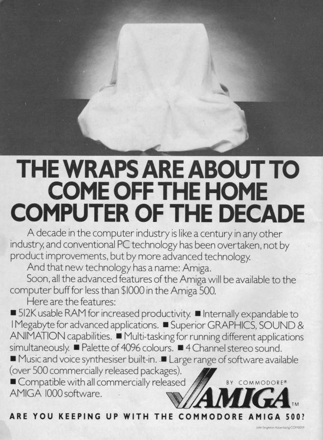 Commodore Amiga 500 & 500+ - Zeitgenössische Werbung - Datum: 1987-07, Herkunft: AU