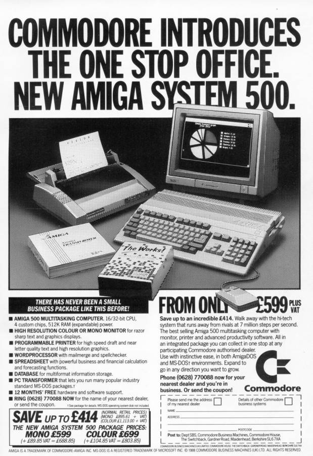 Commodore Amiga 500 & 500+ - Zeitgenössische Werbung - Datum: 1988-06, Herkunft: GB