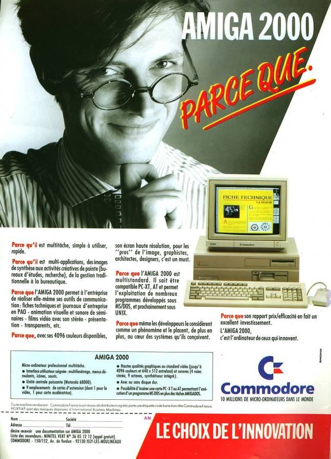 Commodore Amiga 2000 - Zeitgenössische Werbung - Datum: 1989-01, Herkunft: FR