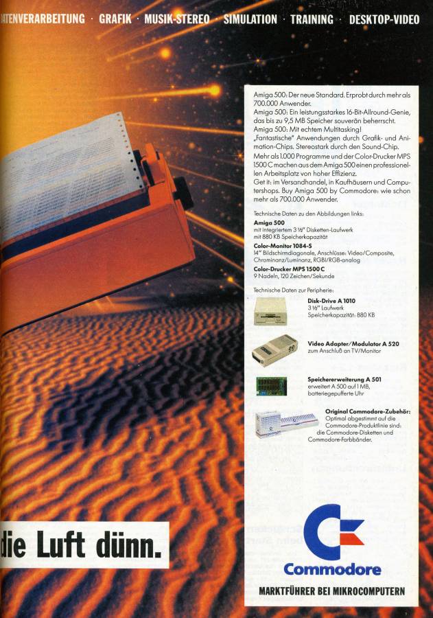 Commodore Amiga 500 & 500+ - Zeitgenössische Werbung - Datum: 1989-04, Herkunft: DE