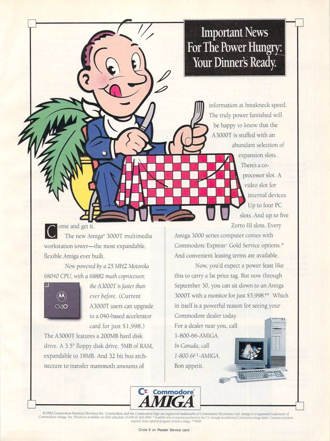 Commodore Amiga 3000T - Vintage Advert - Date: 1992-09, Origin: US