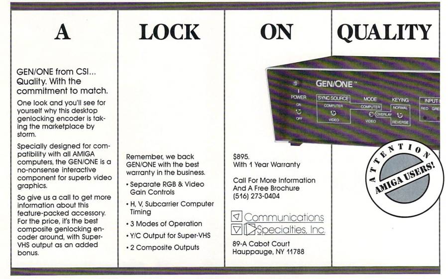 Communications Specialties GEN/ONE - Vintage Ad (Datum: 1989-06, Herkunft: US)