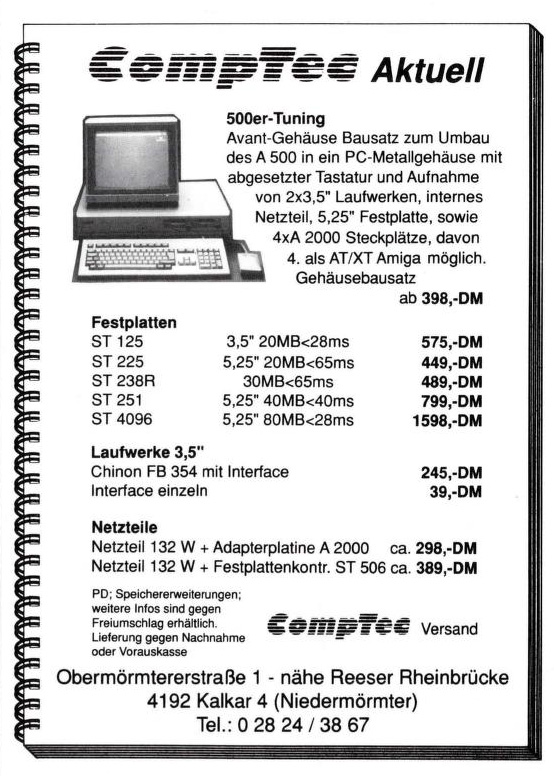 CompTec Arrow 1500 / Avant 1500 - Vintage Advert - Date: 1988-03, Origin: DE
