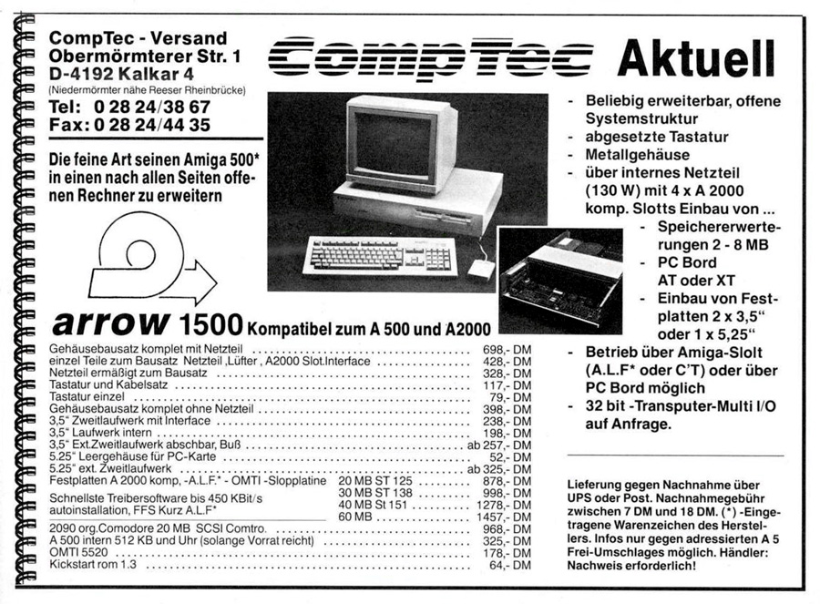 CompTec Arrow 1500 / Avant 1500 - Vintage Advert - Date: 1989-05, Origin: DE