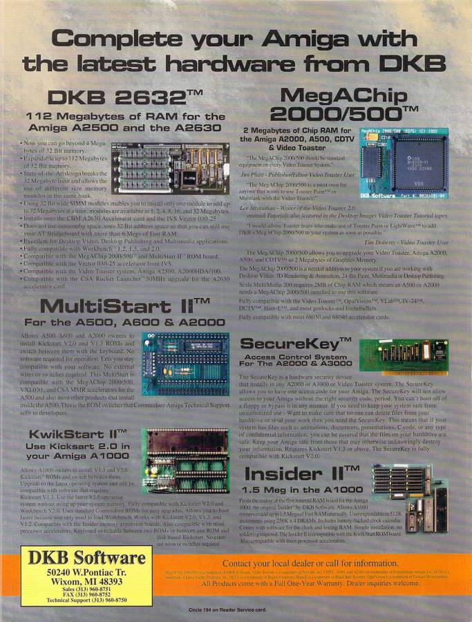 DKB MegAChip 2000/500 - Vintage Advert - Date: 1992-12, Origin: US