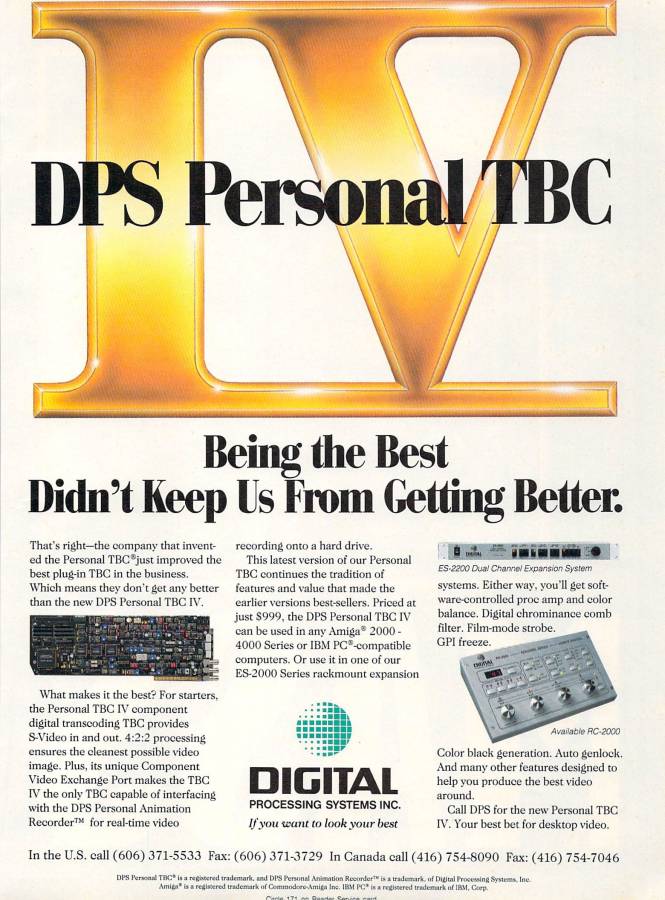 Digital Processing Systems Personal TBC IV & TBC IV Plus - Vintage Advert - Date: 1993-09, Origin: US