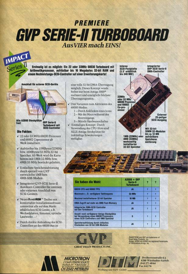 Great Valley Products G-Force 030 (Impact A2000-030 Combo Series II) - Vintage Advert - Date: 1991-06, Origin: DE