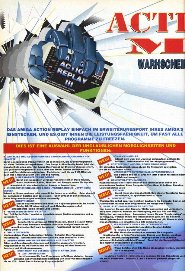 Datel Electronics Action Replay Mk I, II & III - Vintage Ad (Datum: 1992-01, Herkunft: DE)