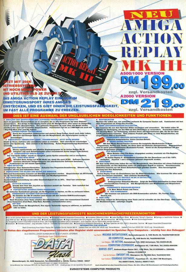 Datel Electronics Action Replay Mk I, II & III - Vintage Ad (Datum: 1992-05, Herkunft: DE)