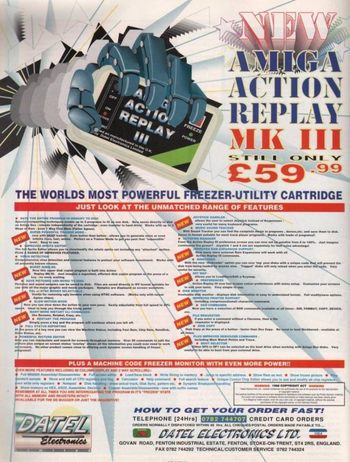 Datel Electronics Action Replay Mk I, II & III - Vintage Ad (Datum: 1992-01, Herkunft: GB)
