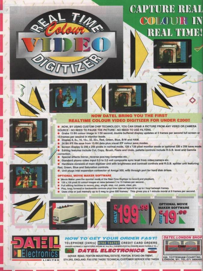 Datel Electronics Realtime Colour Video Digitizer - Zeitgenössische Werbung - Datum: 1992-05, Herkunft: GB