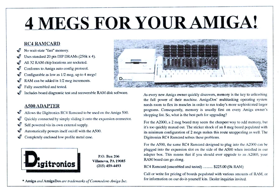 Digitronics RC4 - Vintage Advert - Date: 1988-12, Origin: US