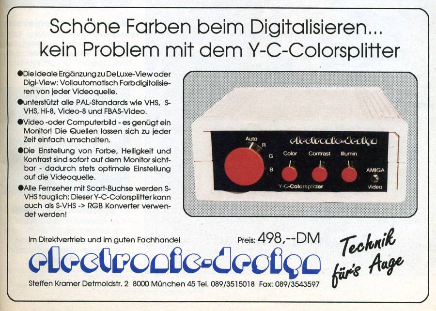 Electronic Design Y/C-Colorsplitter - Vintage Advert - Date: 1991-03, Origin: DE